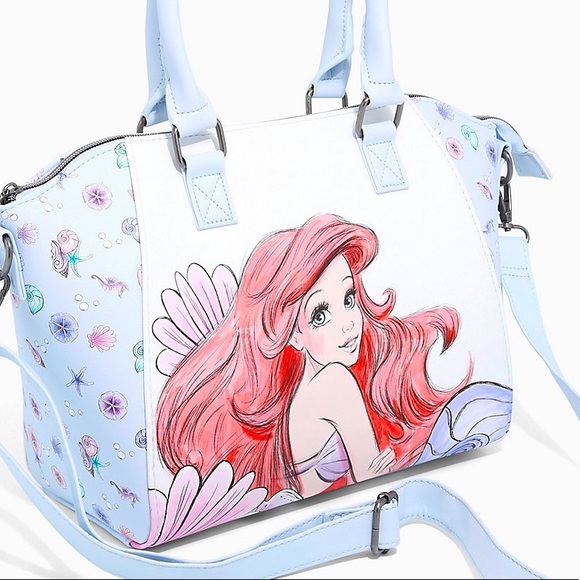 NWT!✨RARE EXCLUSIVE✨ Gorgeous Loungefly Ariel Sketch Large Tote Purse! 🌺💖 - Picture 12 of 14